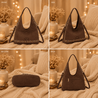 SAC SUEDINE CLOUS CHOCO TOMY - La Petite Somptueuse