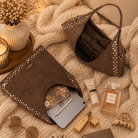 SAC SUEDINE CLOUS CHOCO TOMY - La Petite Somptueuse
