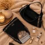 SAC SUEDINE CLOUS NOIR TOMY - La Petite Somptueuse