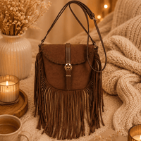 SAC SUEDINE FRANGE CHOCO - La Petite Somptueuse