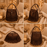 SAC SUEDINE FRANGE CHOCO - La Petite Somptueuse