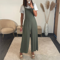SALOPETTE KAKI + T-SHIRT BLANC - La Petite Somptueuse