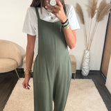 SALOPETTE KAKI + T-SHIRT BLANC - La Petite Somptueuse