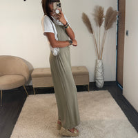 SALOPETTE TAUPE + T-SHIRT BLANC - La Petite Somptueuse