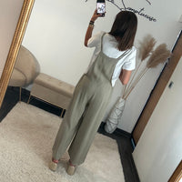 SALOPETTE TAUPE + T-SHIRT BLANC - La Petite Somptueuse