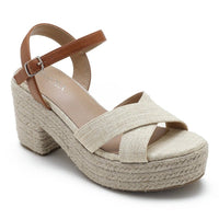 SANDALES A TALON BEIGE ESTIA - La Petite Somptueuse