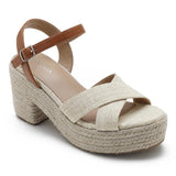 SANDALES A TALON BEIGE ESTIA - La Petite Somptueuse