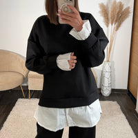 SET PULL CHEMISE + PANTALON NOIR REMY - La Petite Somptueuse