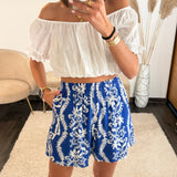 SHORT BLEU ET BLANC MARCUS - La Petite Somptueuse
