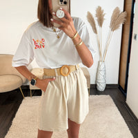 SHORT CEINTURE BEIGE MARCUS - La Petite Somptueuse