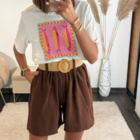 SHORT CEINTURE CHOCO MARCUS - La Petite Somptueuse