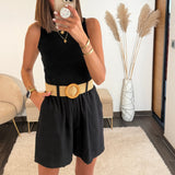 SHORT CEINTURE NOIR MARCUS - La Petite Somptueuse