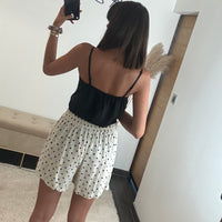 SHORT EN LIN A POIS NOIR - La Petite Somptueuse
