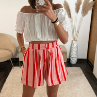 SHORT RAYE ROSE ET ROUGE - La Petite Somptueuse