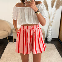 SHORT RAYE ROSE ET ROUGE - La Petite Somptueuse