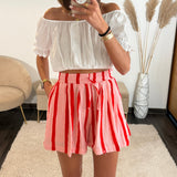 SHORT RAYE ROSE ET ROUGE - La Petite Somptueuse