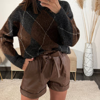 SHORT SIMILICUIR CAMEL OSCAR - La Petite Somptueuse