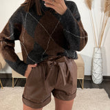 SHORT SIMILICUIR CAMEL OSCAR - La Petite Somptueuse