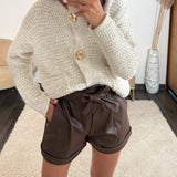 SHORT SIMILICUIR MARRON OSCAR - La Petite Somptueuse