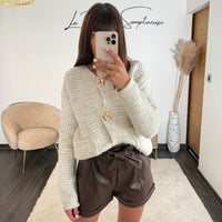 SHORT SIMILICUIR MARRON OSCAR - La Petite Somptueuse