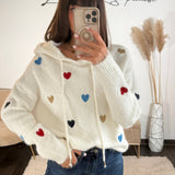 SWEAT BLANC COEUR MULTICOLOR - La Petite Somptueuse
