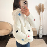 SWEAT BLANC COEUR MULTICOLOR - La Petite Somptueuse