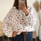 SWEAT BLANC FLEURI ROSE ISIS - La Petite Somptueuse