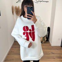 SWEAT BLANC LOVE - La Petite Somptueuse