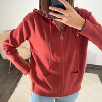 SWEAT COTELE TERRACOTTA ZIP - La Petite Somptueuse