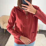 SWEAT COTELE TERRACOTTA ZIP - La Petite Somptueuse