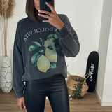 SWEAT GRIS CITRON - La Petite Somptueuse