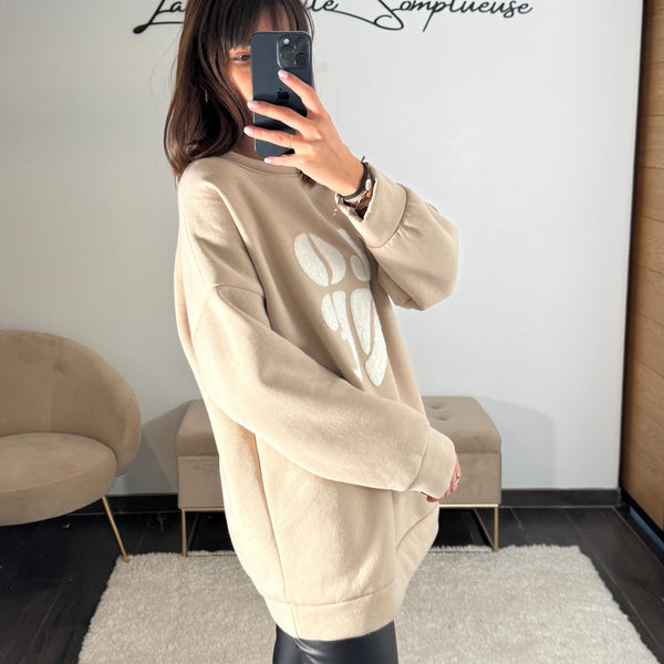 SWEAT LOVE BEIGE - La Petite Somptueuse