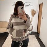 SWEET EN LAINE RAYÉ TAUPE ALAN - La Petite Somptueuse