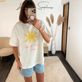 T-SHIRT BLANC LOVE IN THE SUN - La Petite Somptueuse