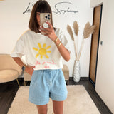 T-SHIRT BLANC LOVE IN THE SUN - La Petite Somptueuse