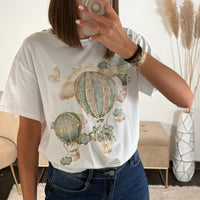 T - SHIRT BLANC MONTGOLFIERE - La Petite Somptueuse