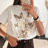 T - SHIRT BLANC PAPILLON - La Petite Somptueuse