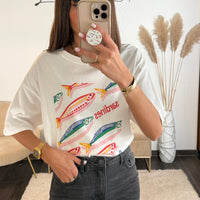 T - SHIRT BLANC SARDINES - La Petite Somptueuse
