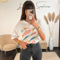 T - SHIRT BLANC SARDINES - La Petite Somptueuse