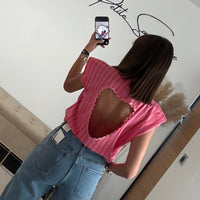 T-SHIRT DOS NU COEUR FUCHSIA - La Petite Somptueuse