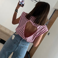 T-SHIRT DOS NU COEUR ROSE - La Petite Somptueuse