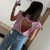 T-SHIRT DOS NU COEUR ROSE - La Petite Somptueuse
