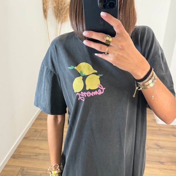 T - SHIRT GRIS CITRON - La Petite Somptueuse