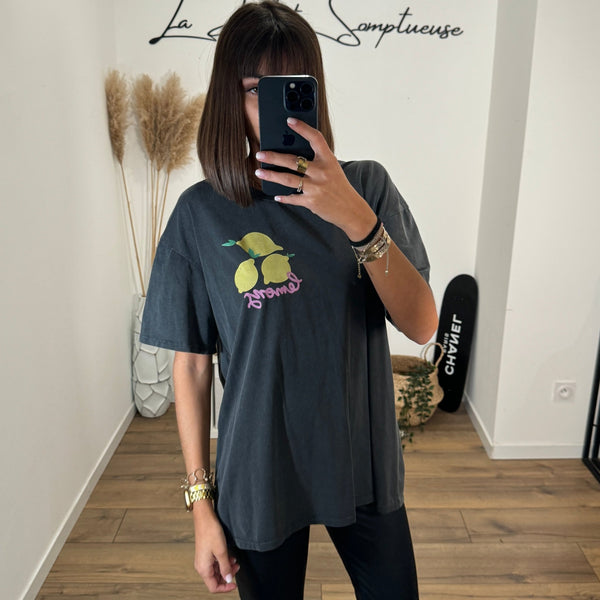 T - SHIRT GRIS CITRON - La Petite Somptueuse