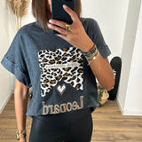 T - SHIRT GRIS LEOPARD IS NEW BLACK - La Petite Somptueuse