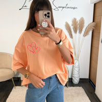 T - SHIRT ORANGE HAPPY PLACE - La Petite Somptueuse