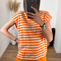 T-SHIRT RAYE ORANGE NORA - La Petite Somptueuse