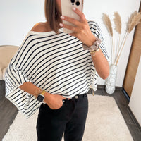 T-SHIRT RAYE OVERSIZE MARINE - La Petite Somptueuse