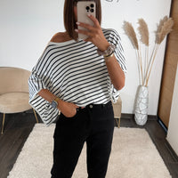 T-SHIRT RAYE OVERSIZE MARINE - La Petite Somptueuse