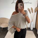 T-SHIRT RAYE OVERSIZE NOIR - La Petite Somptueuse